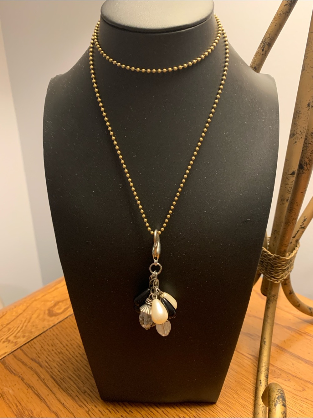 Jewel Kade Vintage Gold Ball Chain Necklace and Removable Charm Clusters